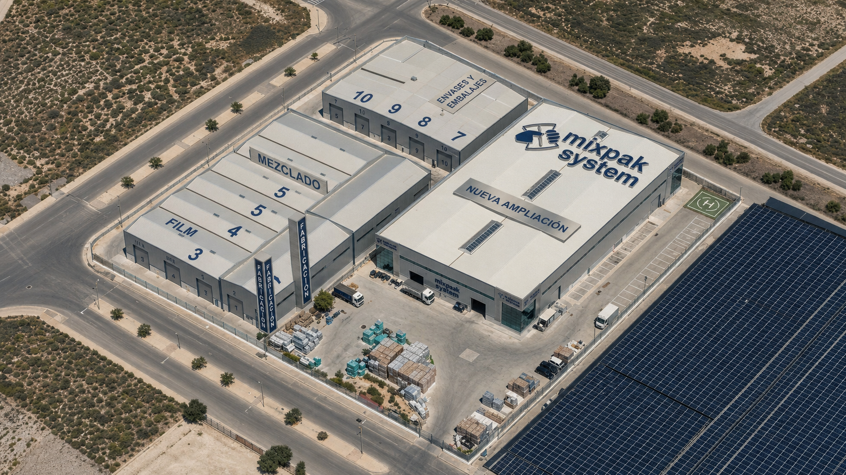 Vista aérea de las instalaciones de Mix Pak System en Alhama de Murcia