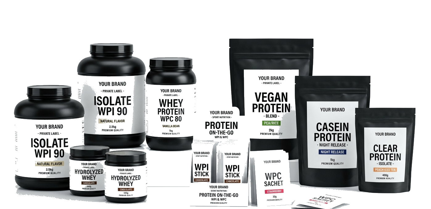 Proteínas deportivas en polvo para marcas